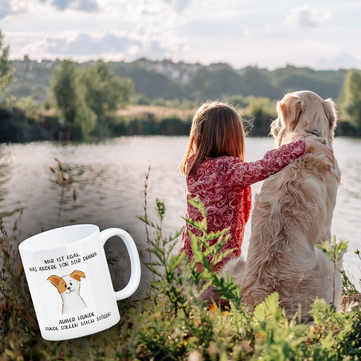 Ist mir egal was Andere denken Kaffeebecher mit Spruch Außer Hunde