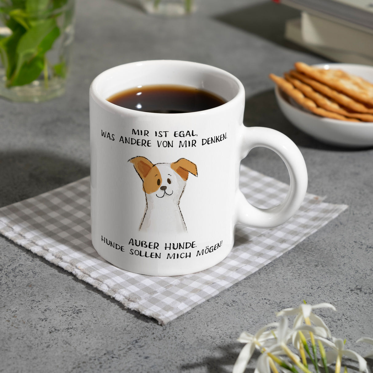 Ist mir egal was Andere denken Kaffeebecher mit Spruch Außer Hunde