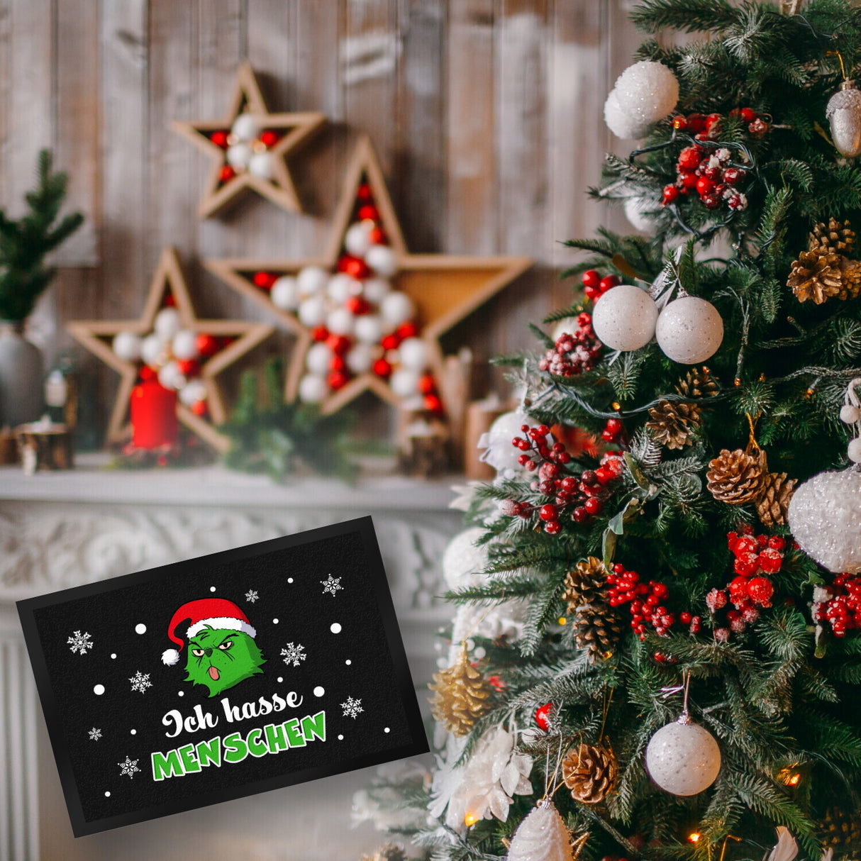 Weihnachtsmuffel Fußmatte in 35x50 cm mit Spruch Ich hasse Menschen