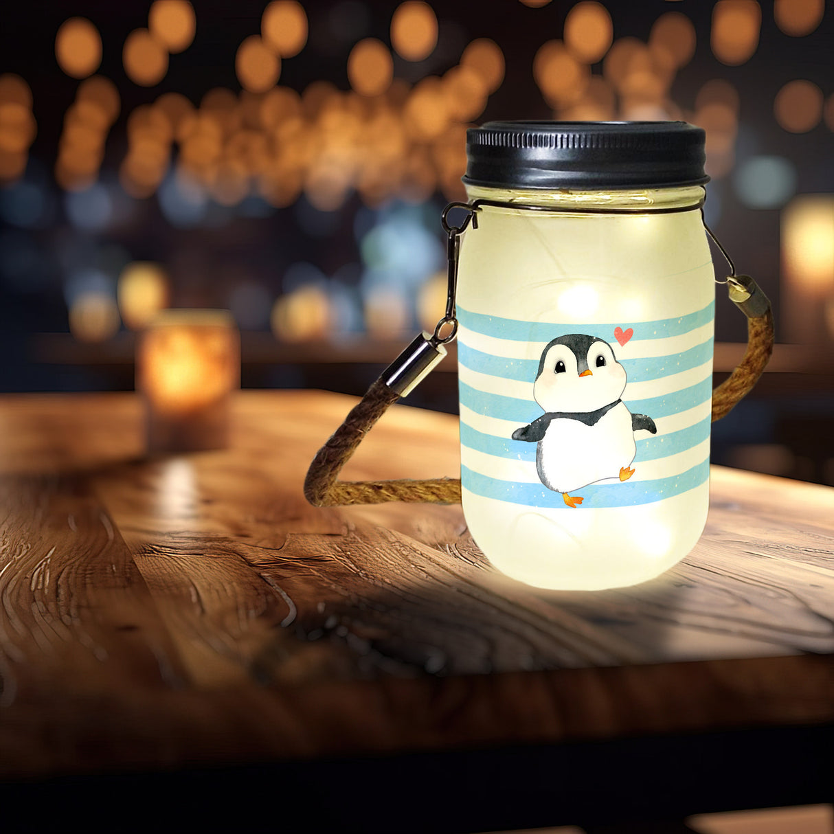 Pinguin Solarlicht im Aquarell-Stil