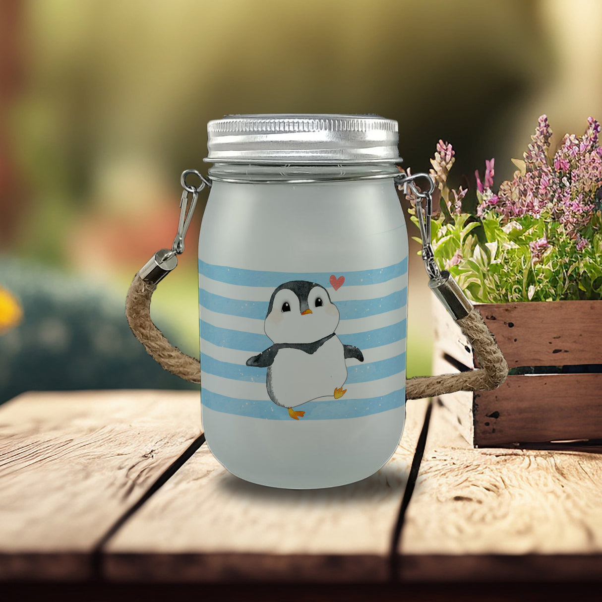 Pinguin Solarlicht im Aquarell-Stil