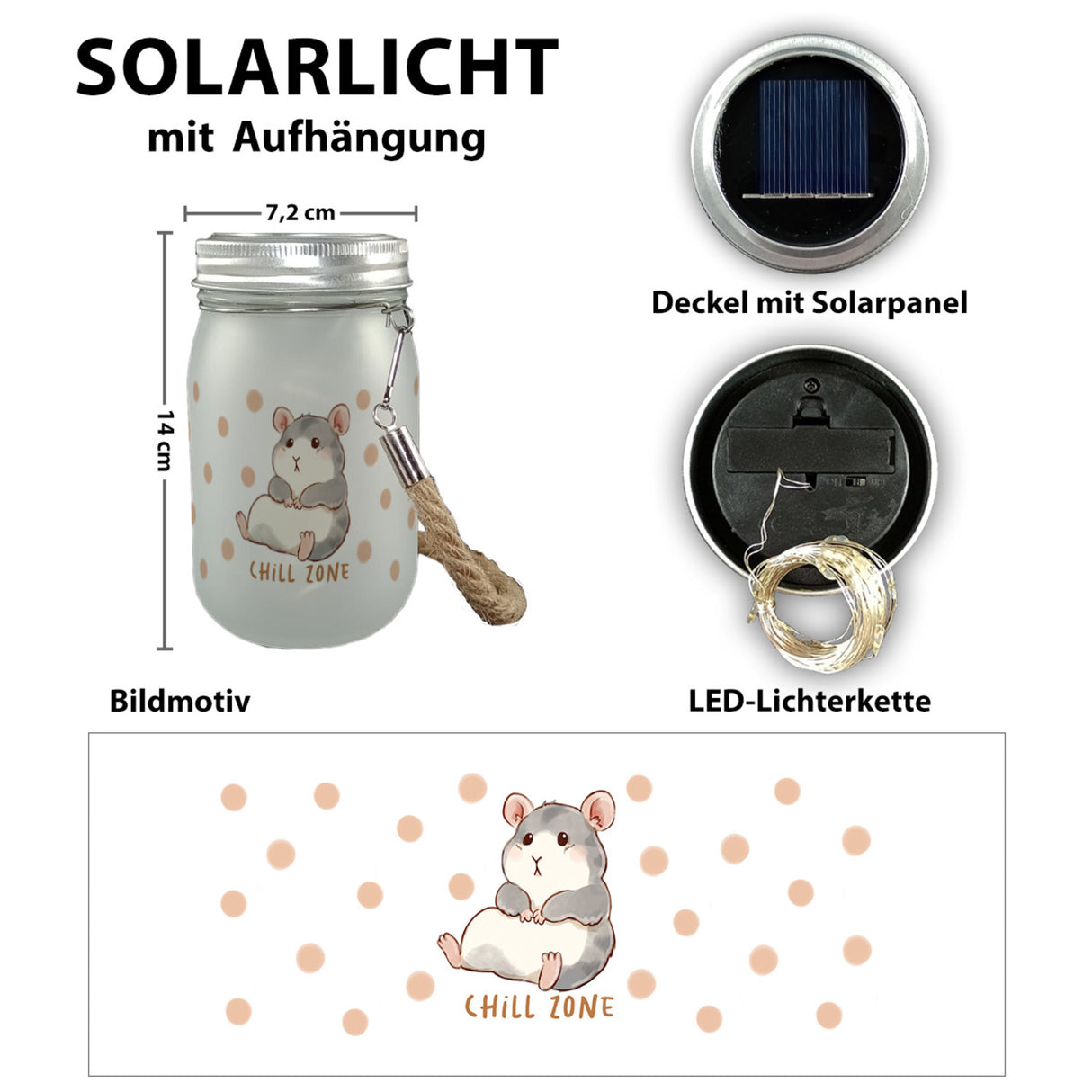 Hamster Solarlicht mit Spruch Chill Zone
