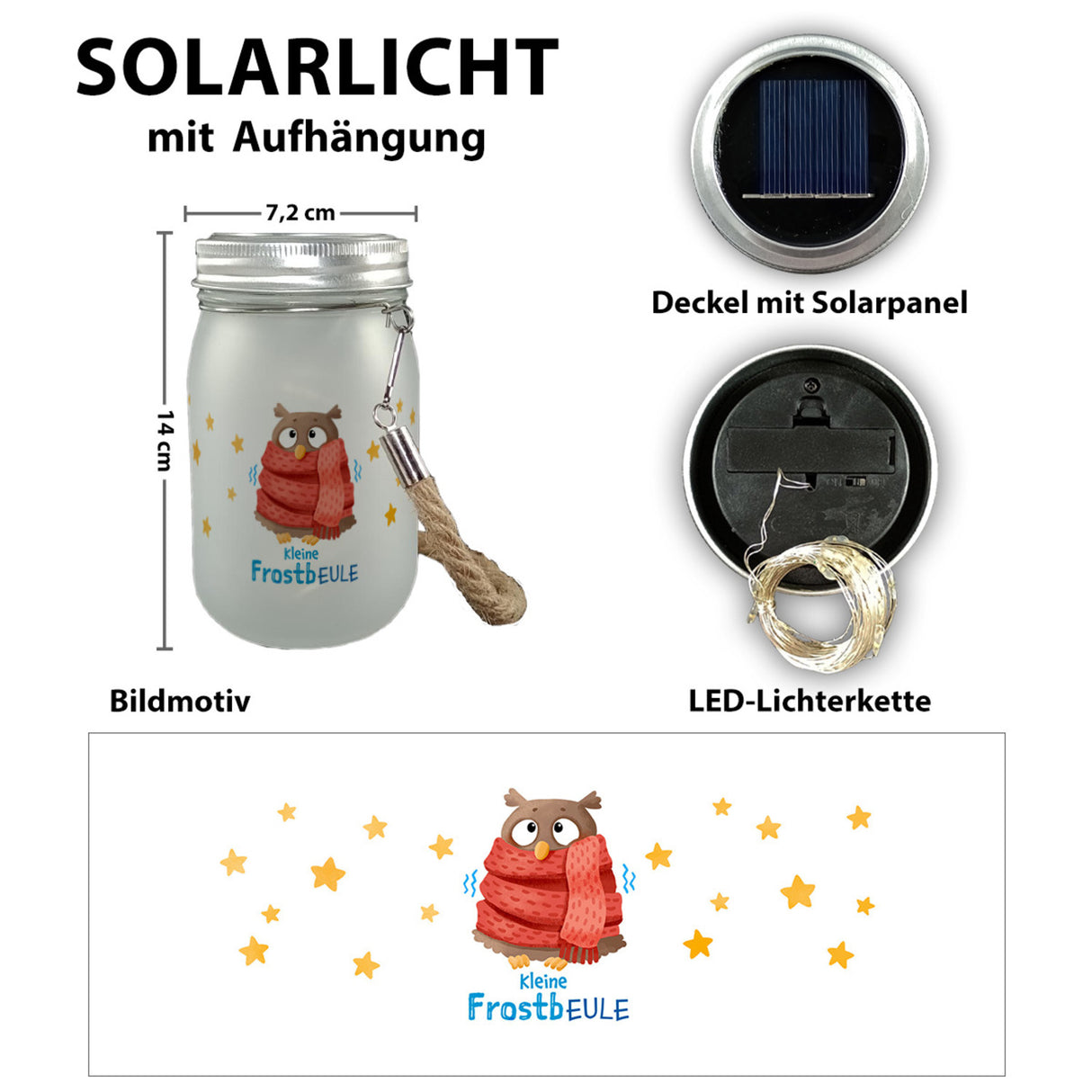 Kleine Frostbeule Solarlicht mit niedlicher Eule