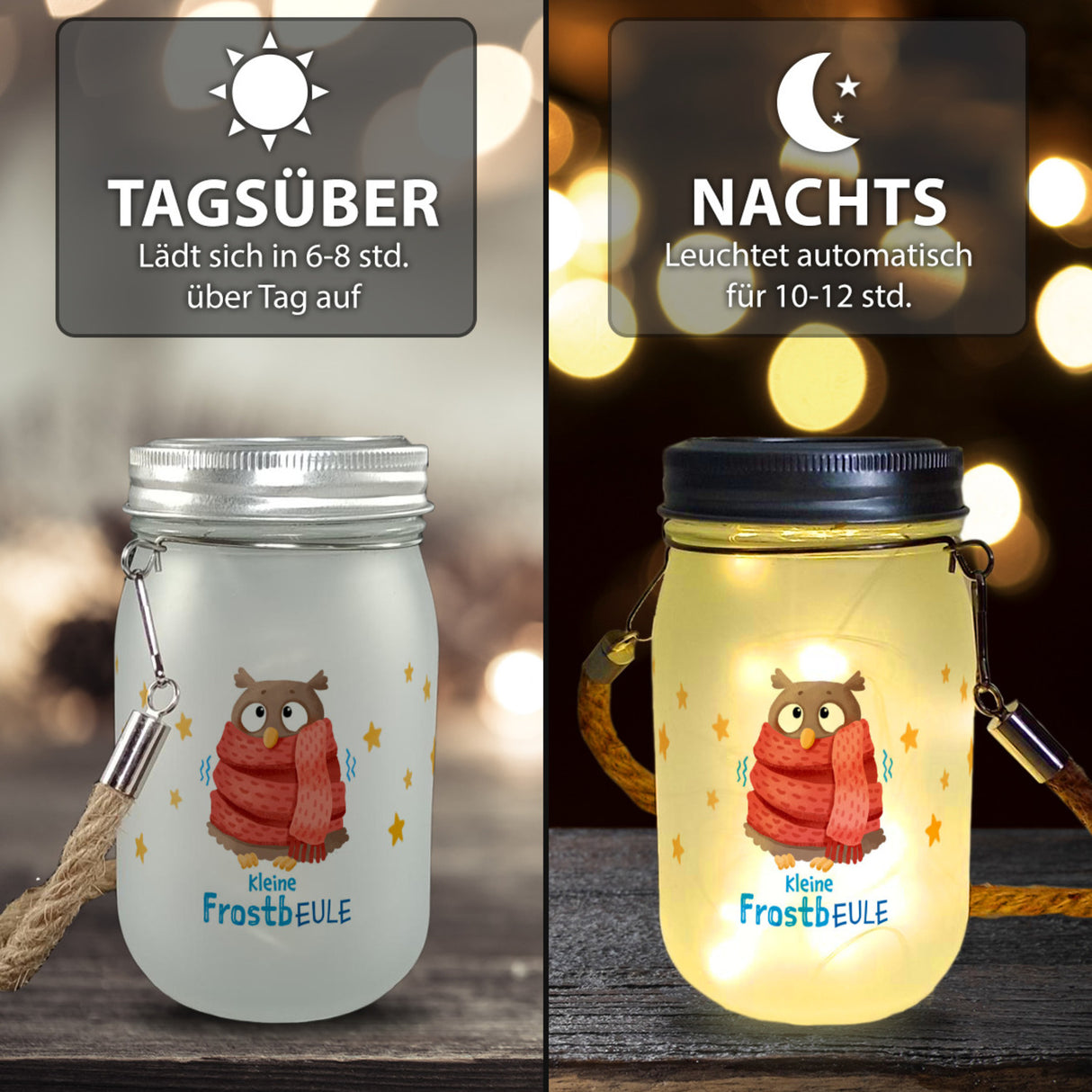 Kleine Frostbeule Solarlicht mit niedlicher Eule