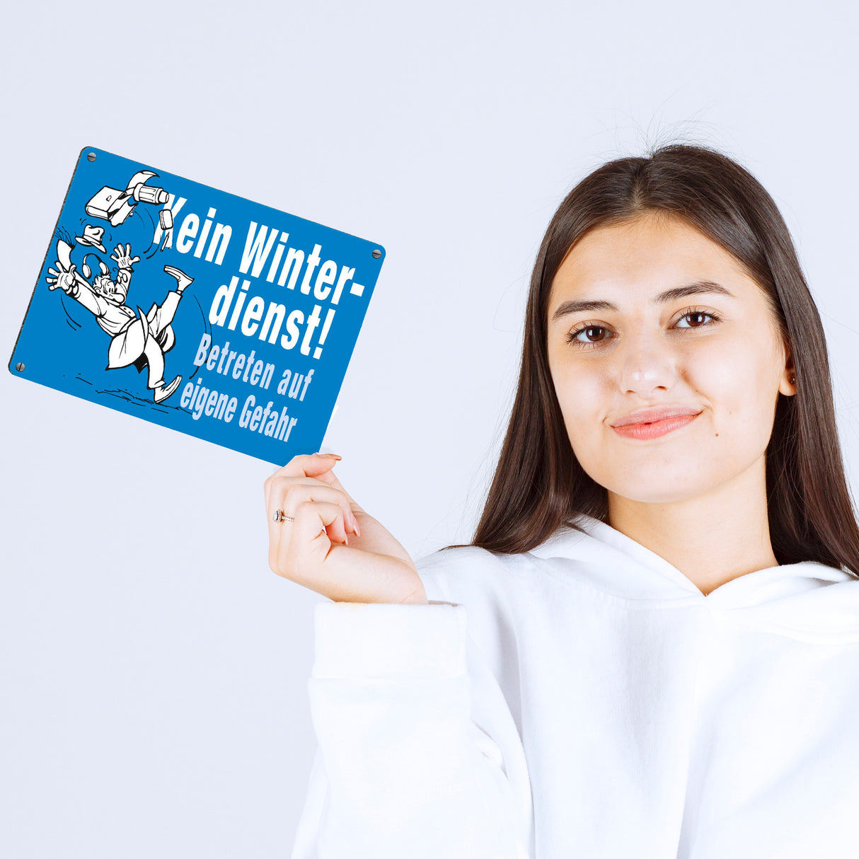 Kein Winterdienst Metallschild in 15x20 cm mit Spruch Betreten auf eigene Gefahr