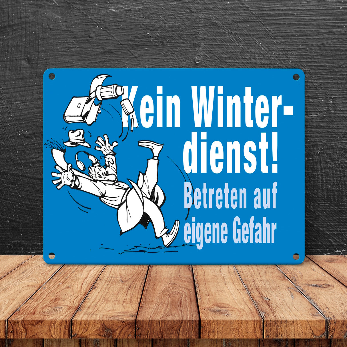 Kein Winterdienst Metallschild in 15x20 cm mit Spruch Betreten auf eigene Gefahr