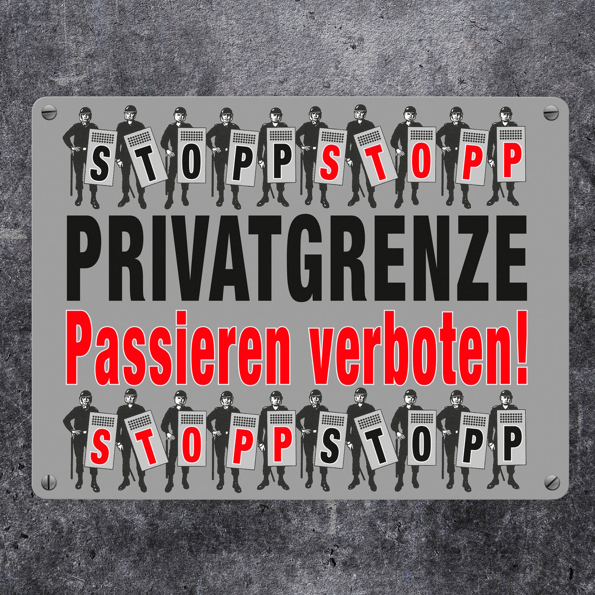 Privatgrenze Metallschild in 15x20 cm mit Spruch Passieren verboten