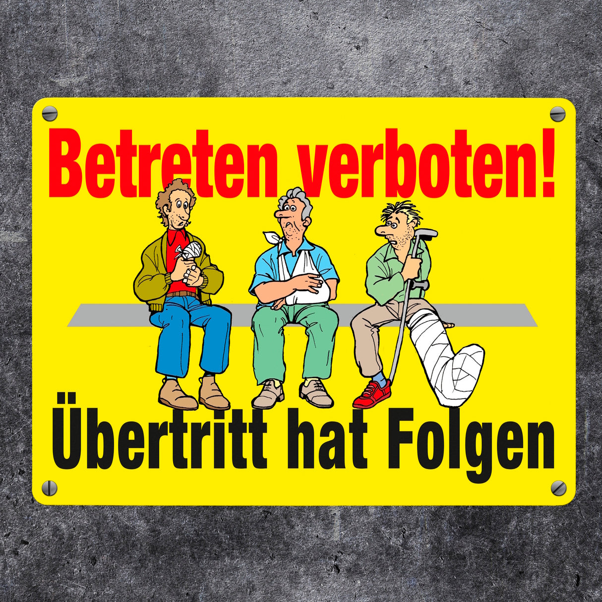 Betreten verboten Metallschild in 15x20 cm mit Spruch Übertritt hat Folgen