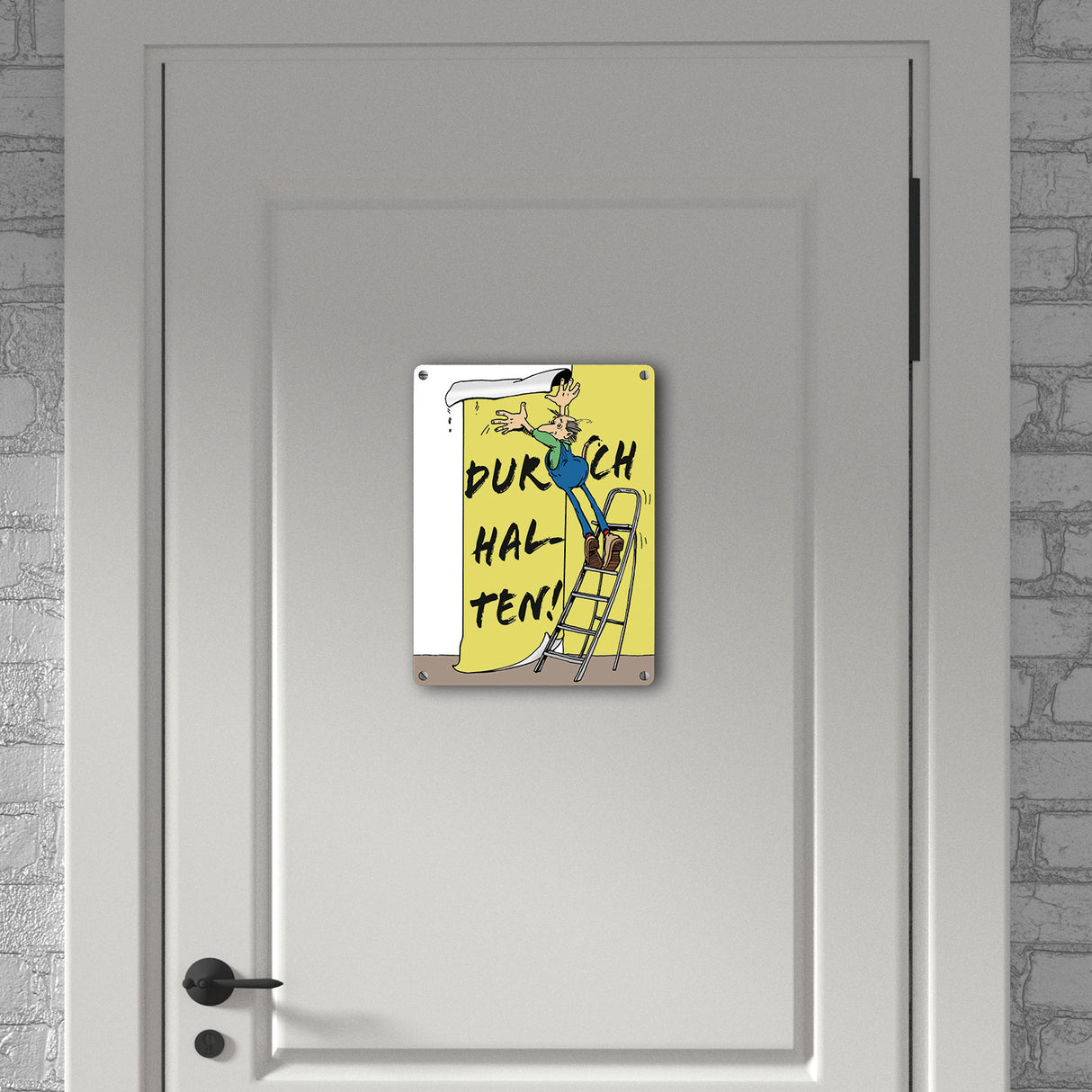 Durchhalten Metallschild in 15x20 cm mit Spruch