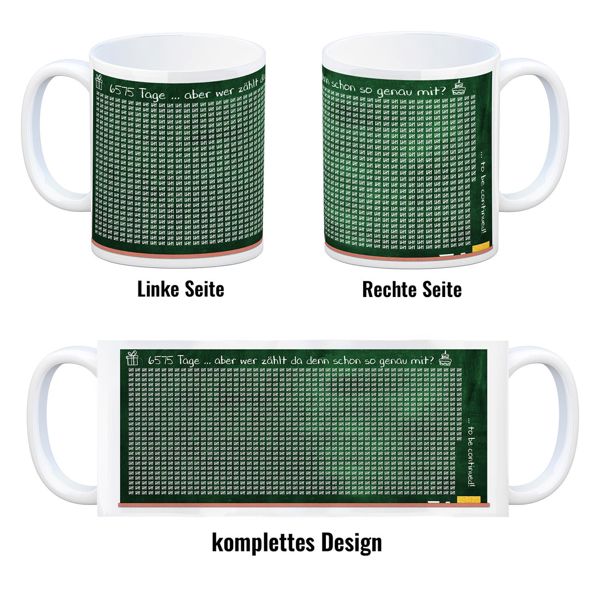 Tafel des Lebens - Tasse zum 18. Geburtstag - 6575 Tage gelebt