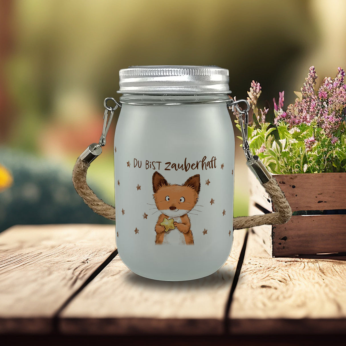 Fuchs Solarlicht mit Spruch Du bist zauberhaft