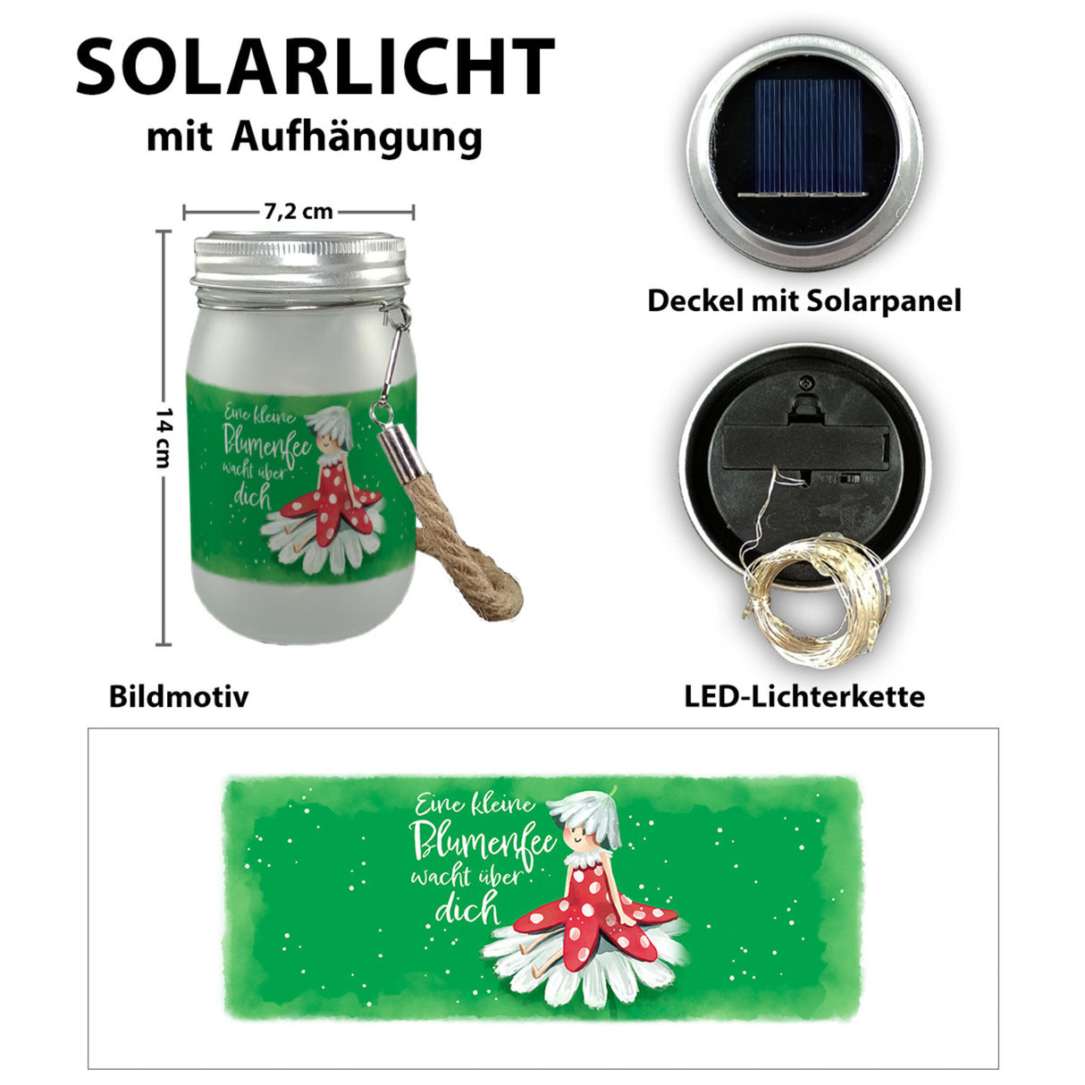 Blumenfee Solarlicht mit Spruch Eine kleine Fee wacht über dich