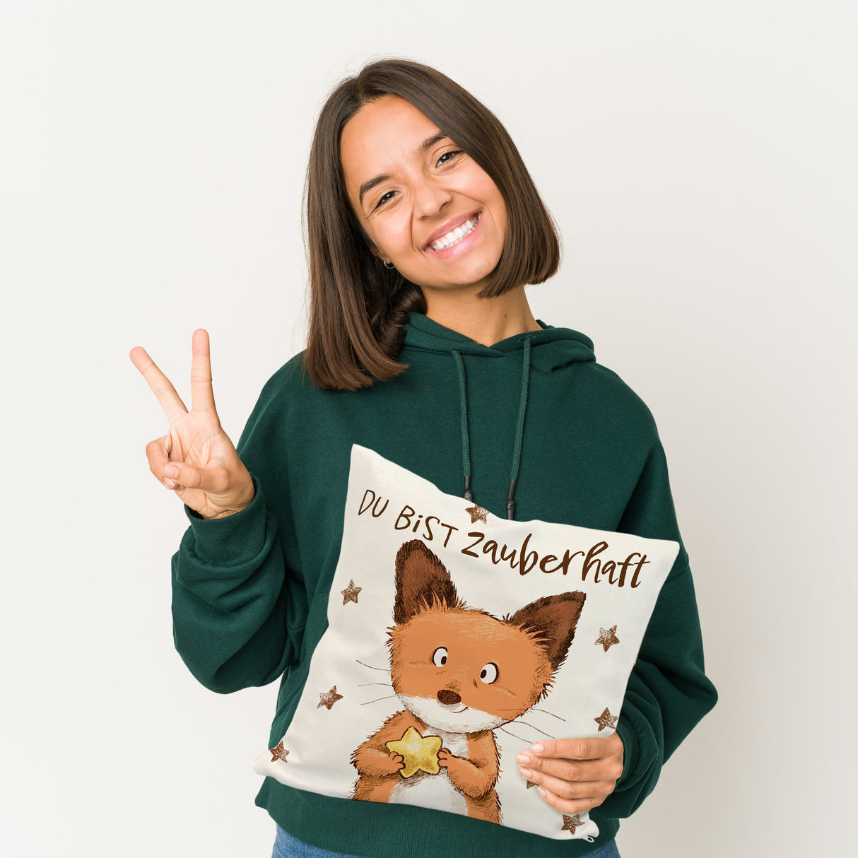 Fuchs Kissen mit Spruch Du bist zauberhaft