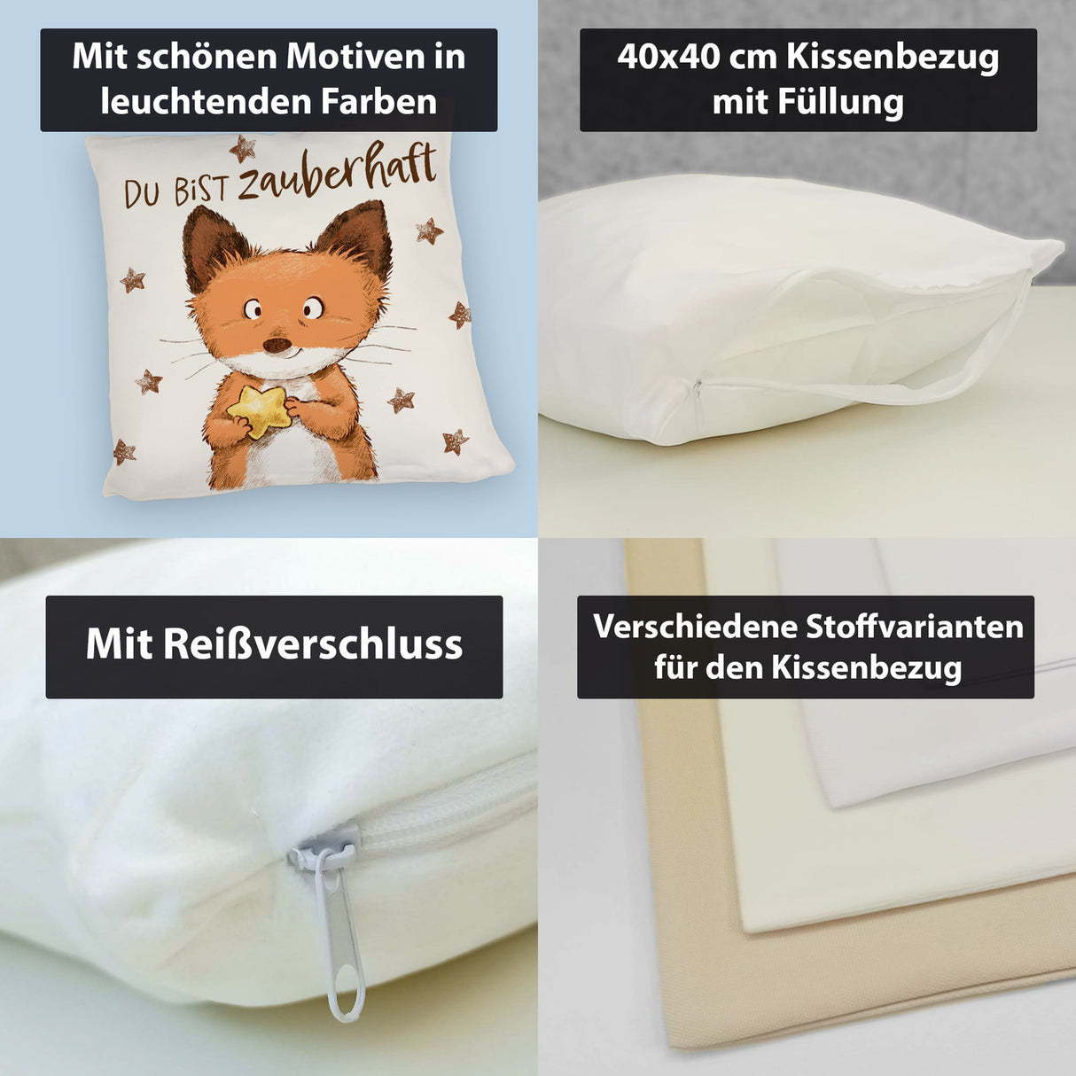 Fuchs Kissen mit Spruch Du bist zauberhaft
