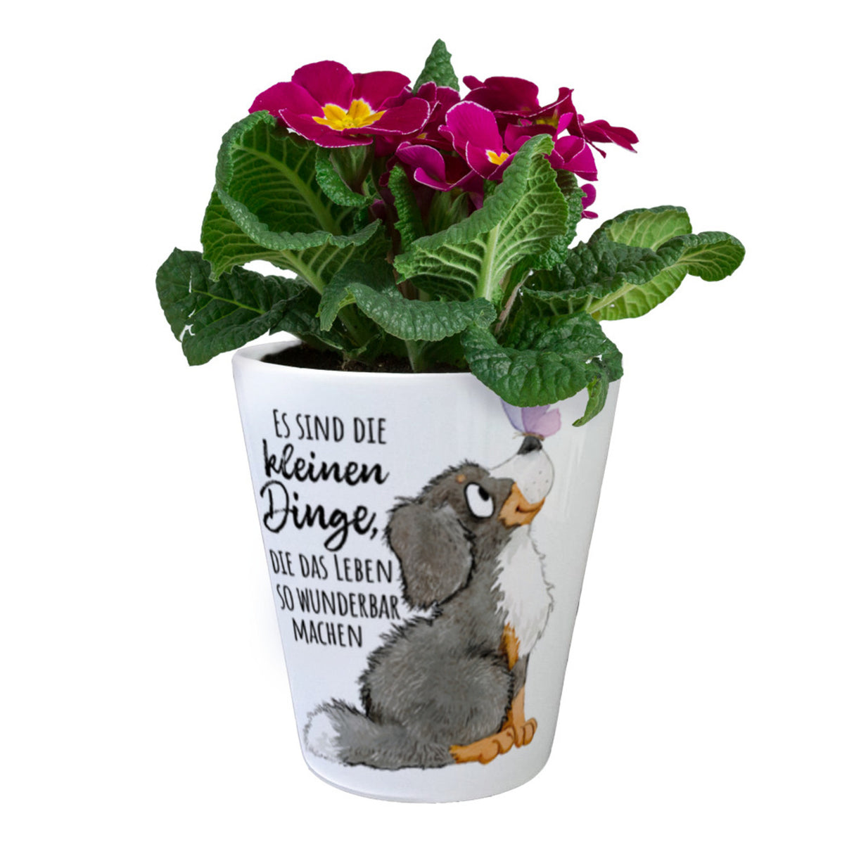 Hund Blumentopf mit Spruch Die kleinen Dinge machen das Leben so wunderbar