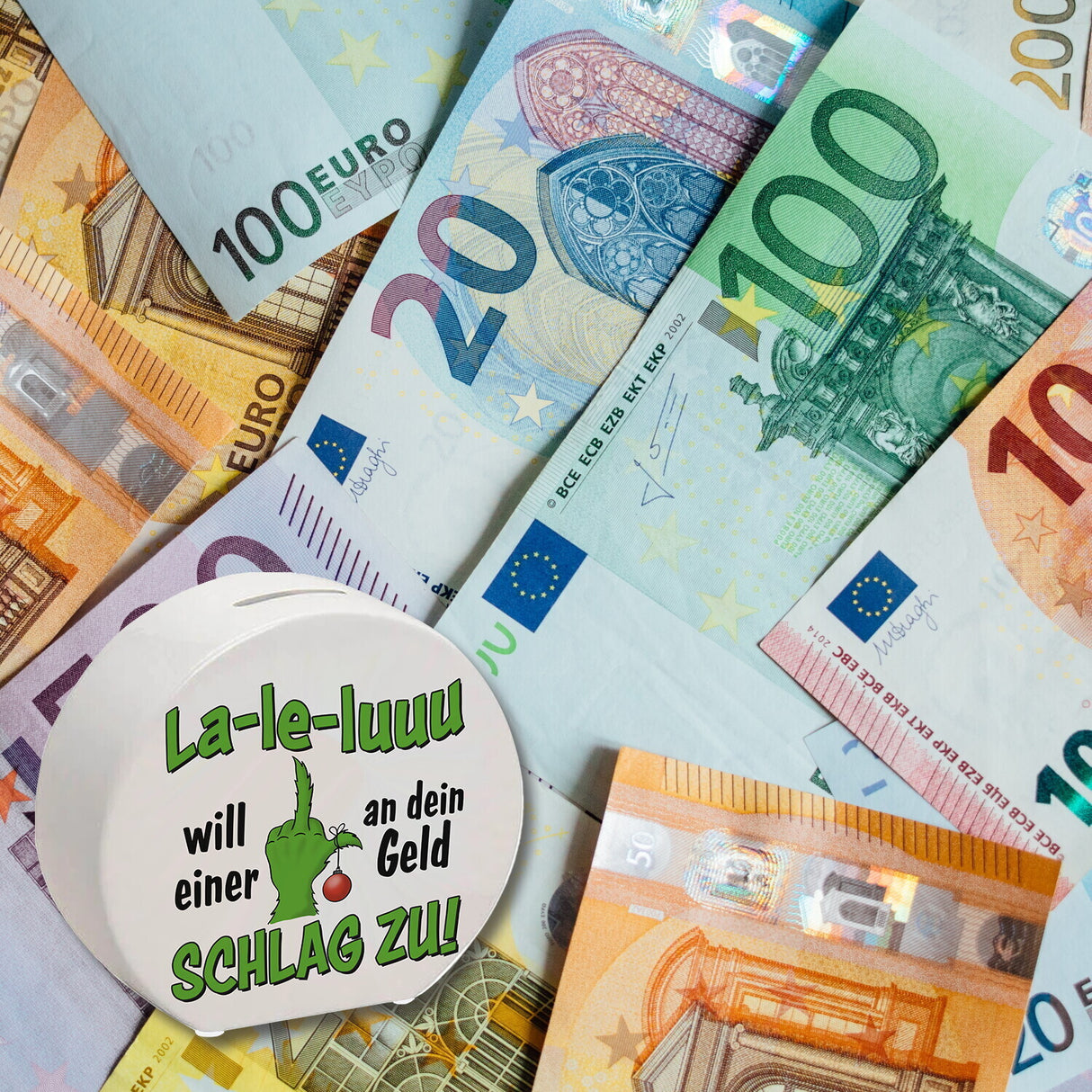 La-le-luuu Spardose mit Spruch Will einer an dein Geld schlag zu