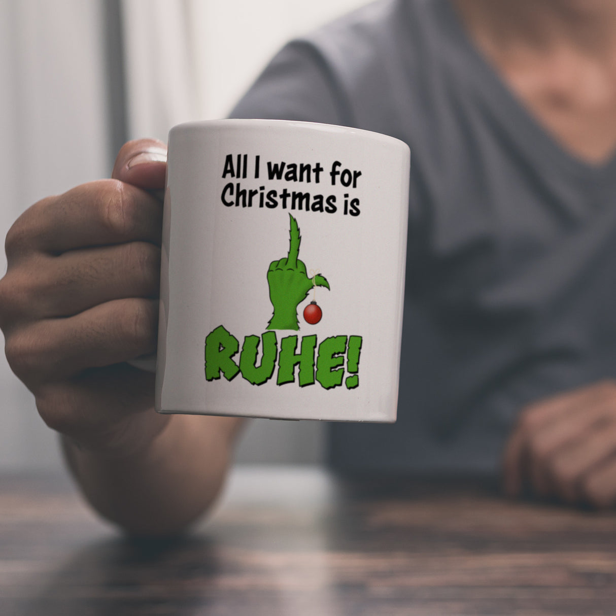 Weihnachtsmuffel Kaffeebecher mit Spruch All I want for Christmas is Ruhe