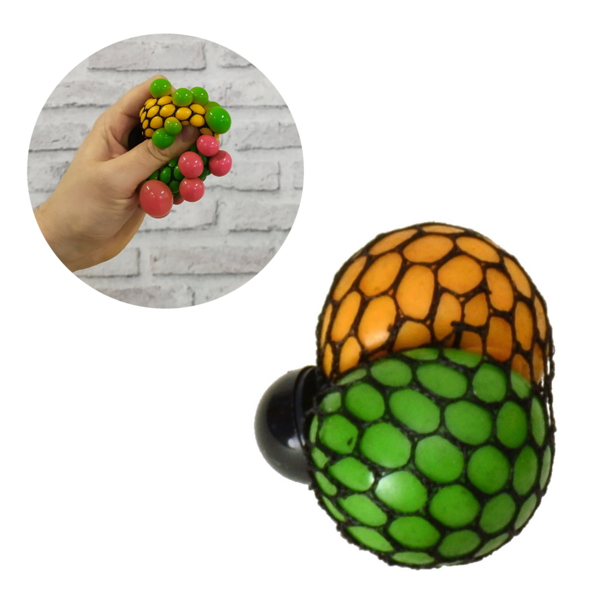 Doppel Netz Stressball in grün-orange
