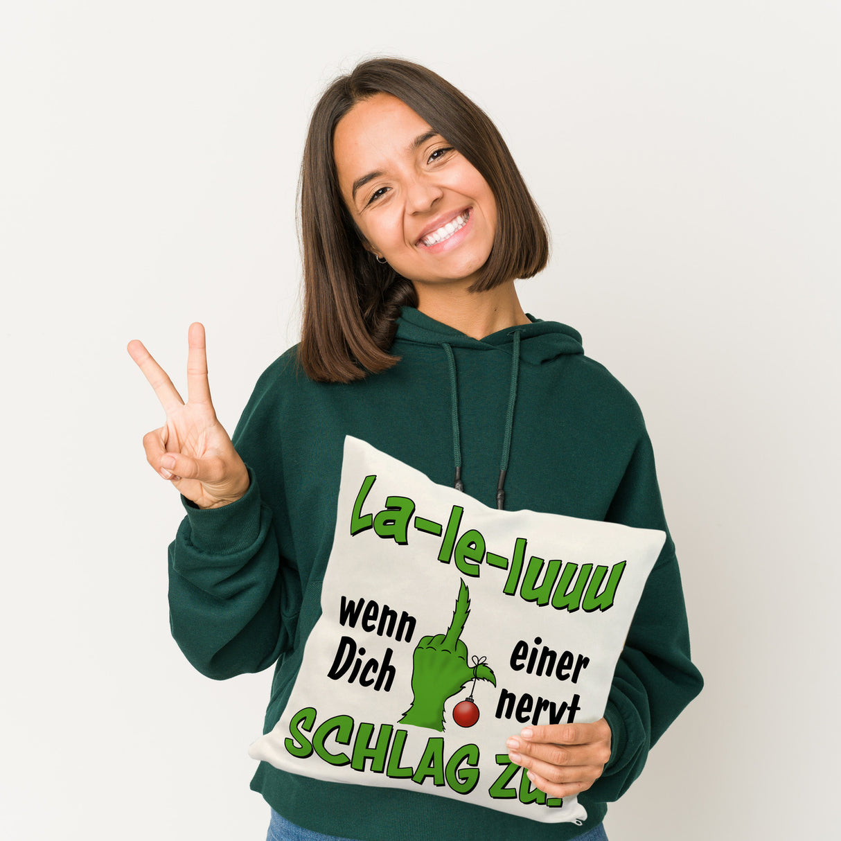 La-le-luuu Kissen mit Spruch Wenn Dich einer nervt schlag zu