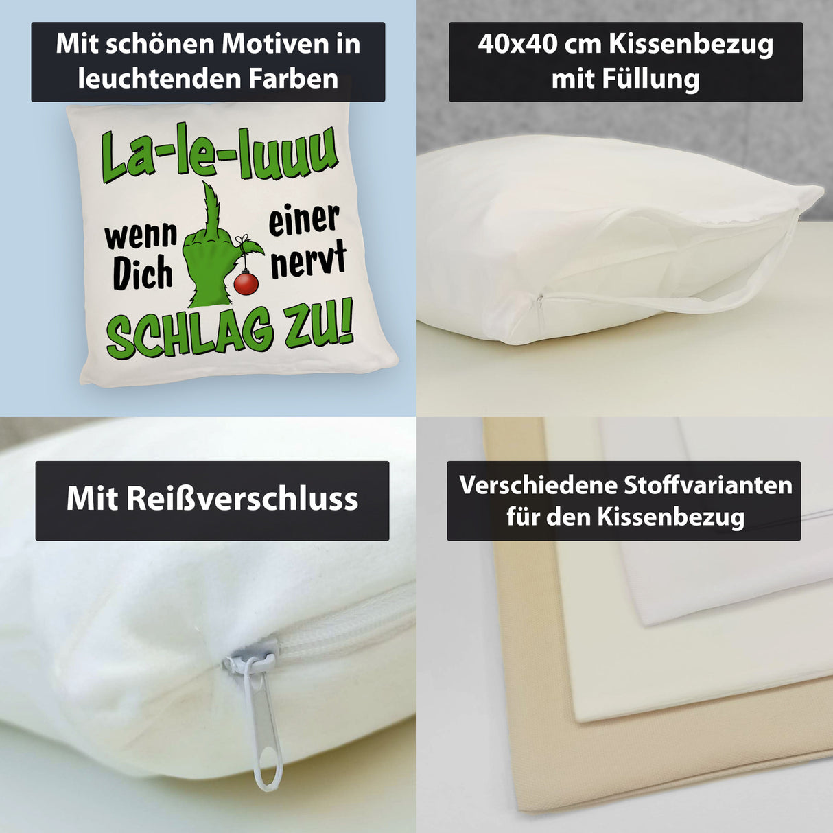 La-le-luuu Kissen mit Spruch Wenn Dich einer nervt schlag zu
