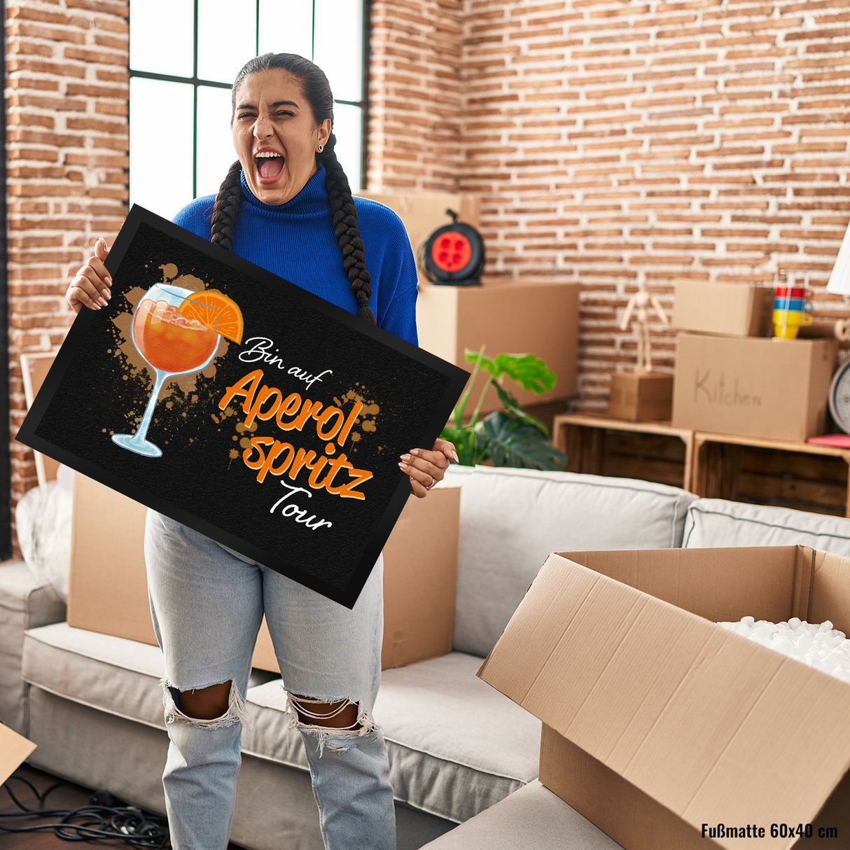 Cocktail Fußmatte in 35x50 cm mit Spruch Bin auf Aperol Spritz Tour