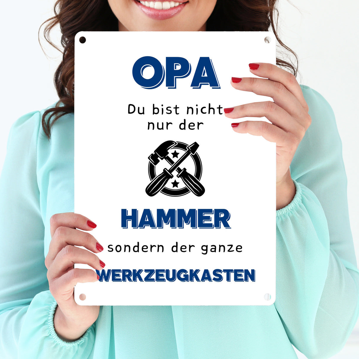 Opa Metallschild in 15x20 cm mit Spruch Du bist nicht nur der Hammer