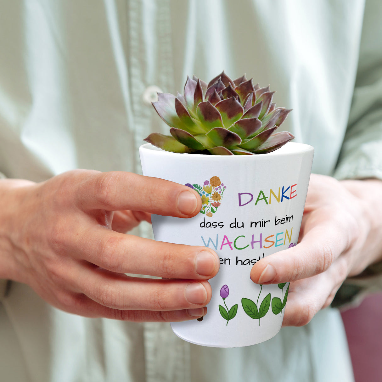 Danke dass du mir beim Wachsen geholfen hast Blumentopf