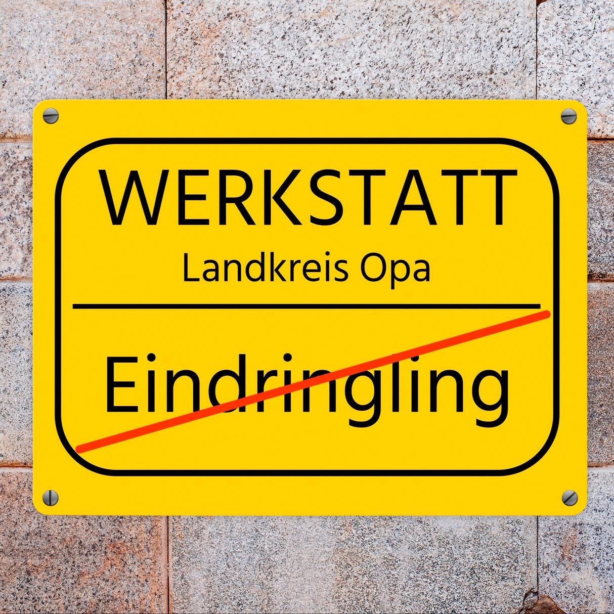 Opa Werkstatt Metallschild in 15x20 cm mit Spruch Landkreis Opa