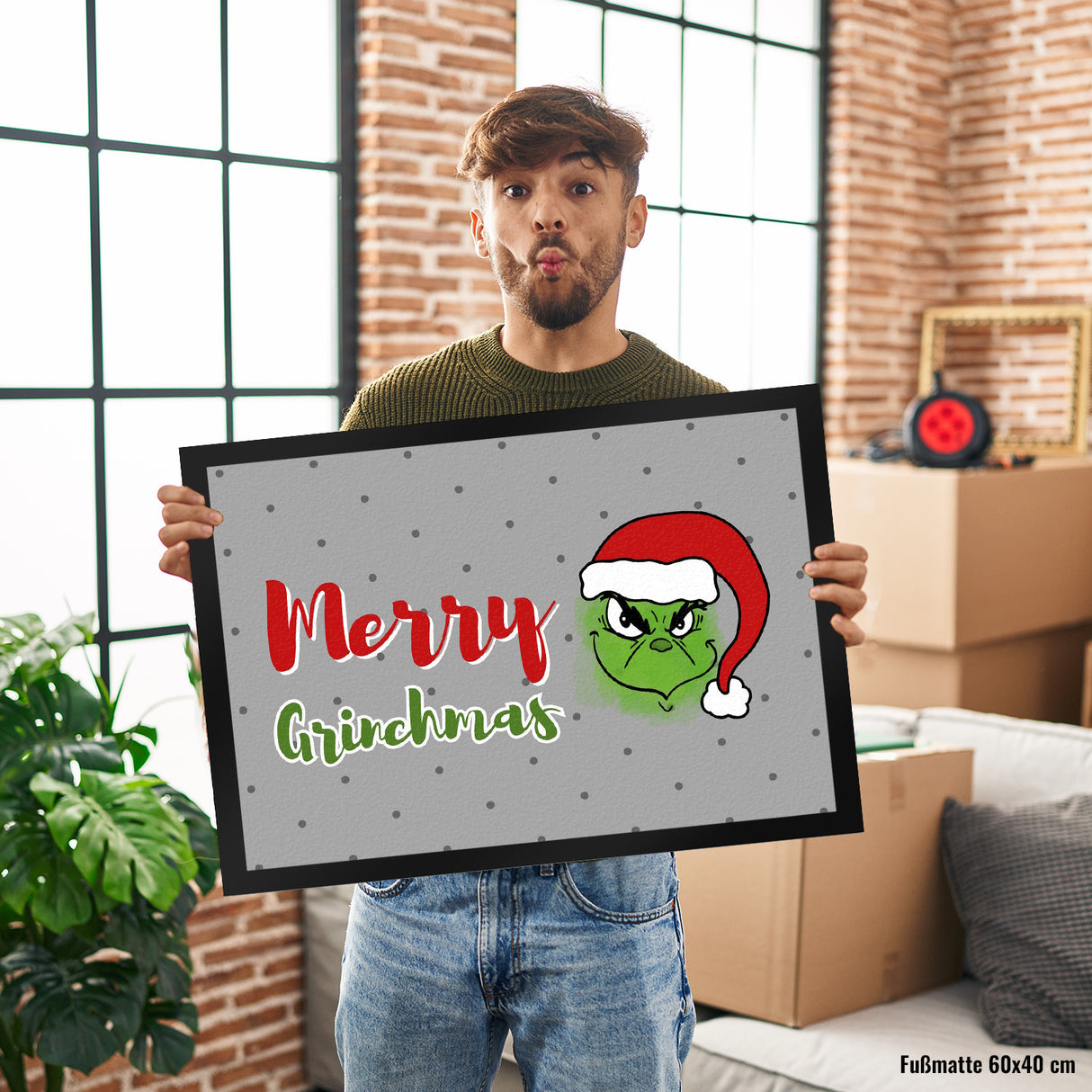 Merry Grinchmas Weihnachtsmuffel Fußmatte in 35x50 cm