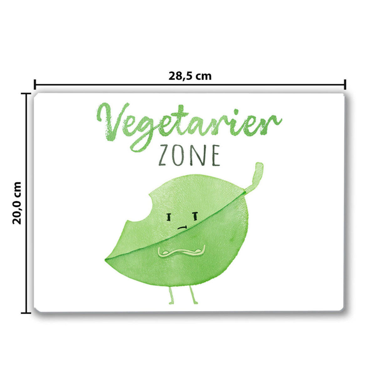 Blatt Schneidebrett aus Glas Glas mit Spruch Vegetarier Zone