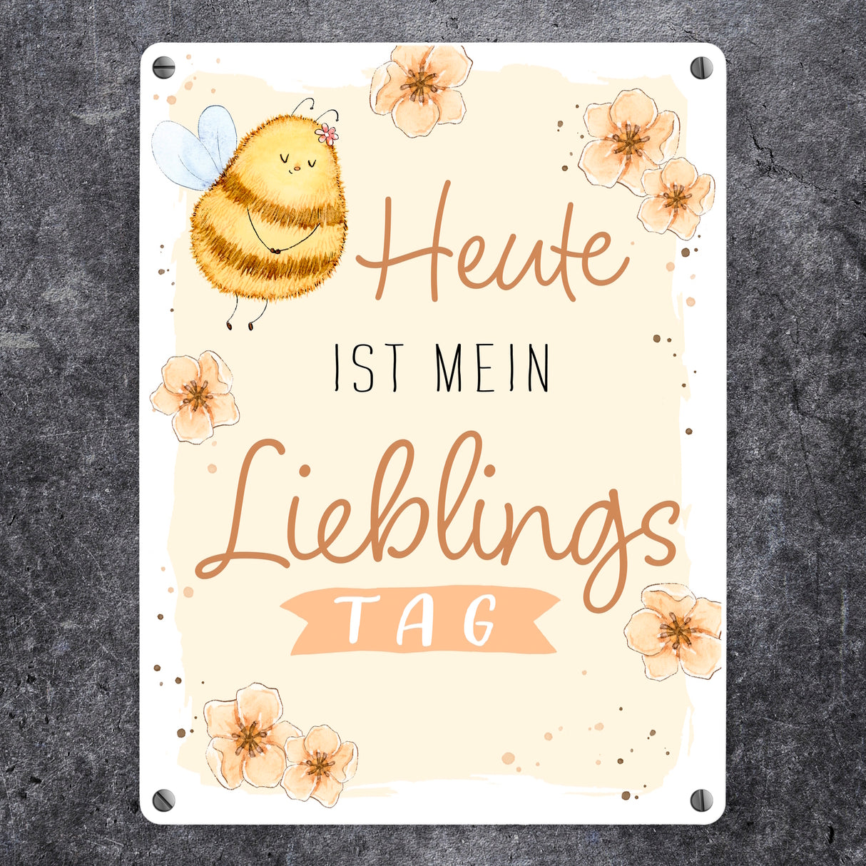 Pummel Biene Metallschild in 15x20 cm mit Spruch Heute ist mein Lieblingstag