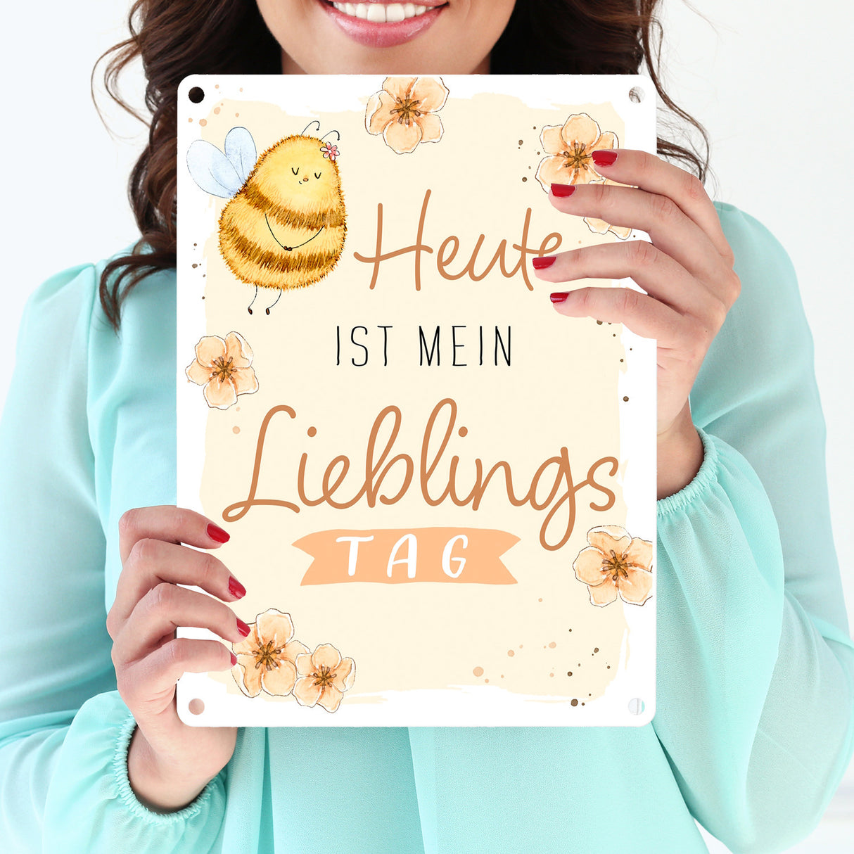 Pummel Biene Metallschild in 15x20 cm mit Spruch Heute ist mein Lieblingstag