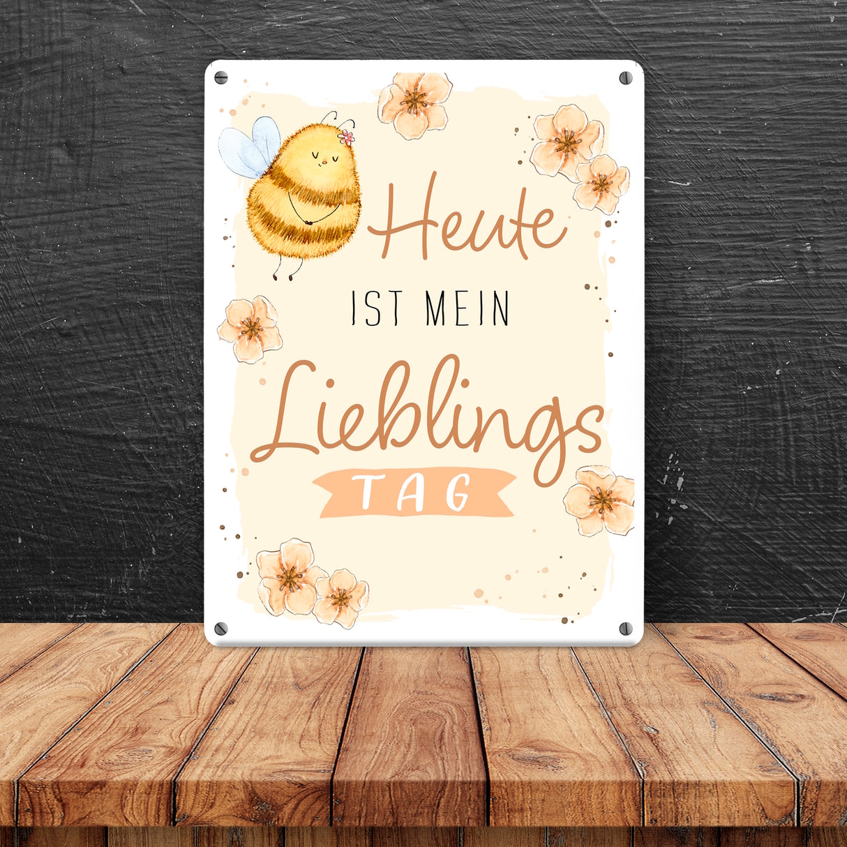 Pummel Biene Metallschild in 15x20 cm mit Spruch Heute ist mein Lieblingstag