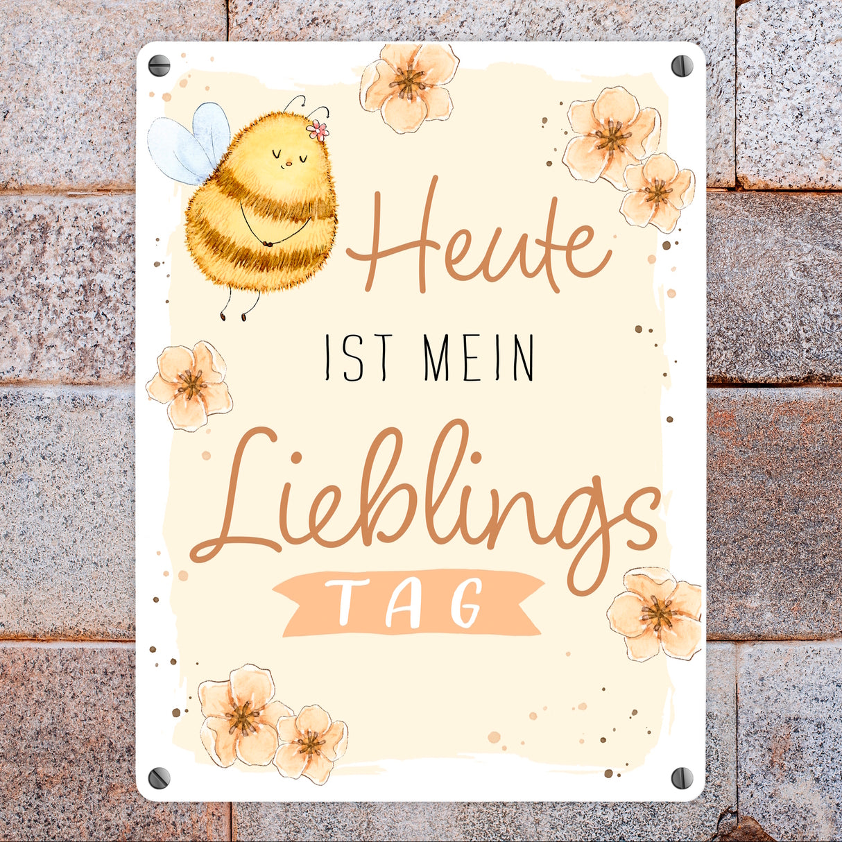 Pummel Biene Metallschild in 15x20 cm mit Spruch Heute ist mein Lieblingstag