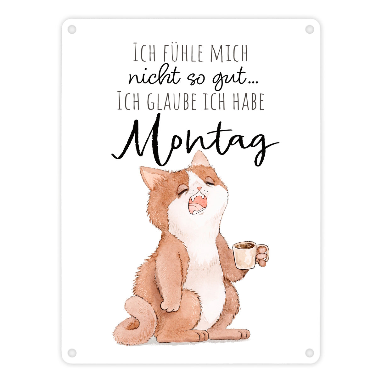 Katze Metallschild in 15x20 cm mit Spruch Montags fühle ich mich schlecht