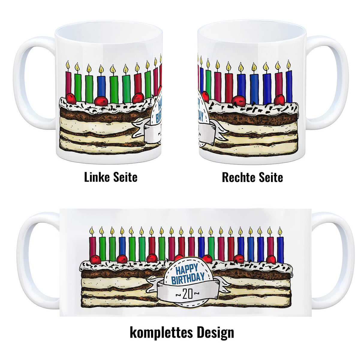 Geburtstagstorten Kaffeebecher zum 20. Geburtstag