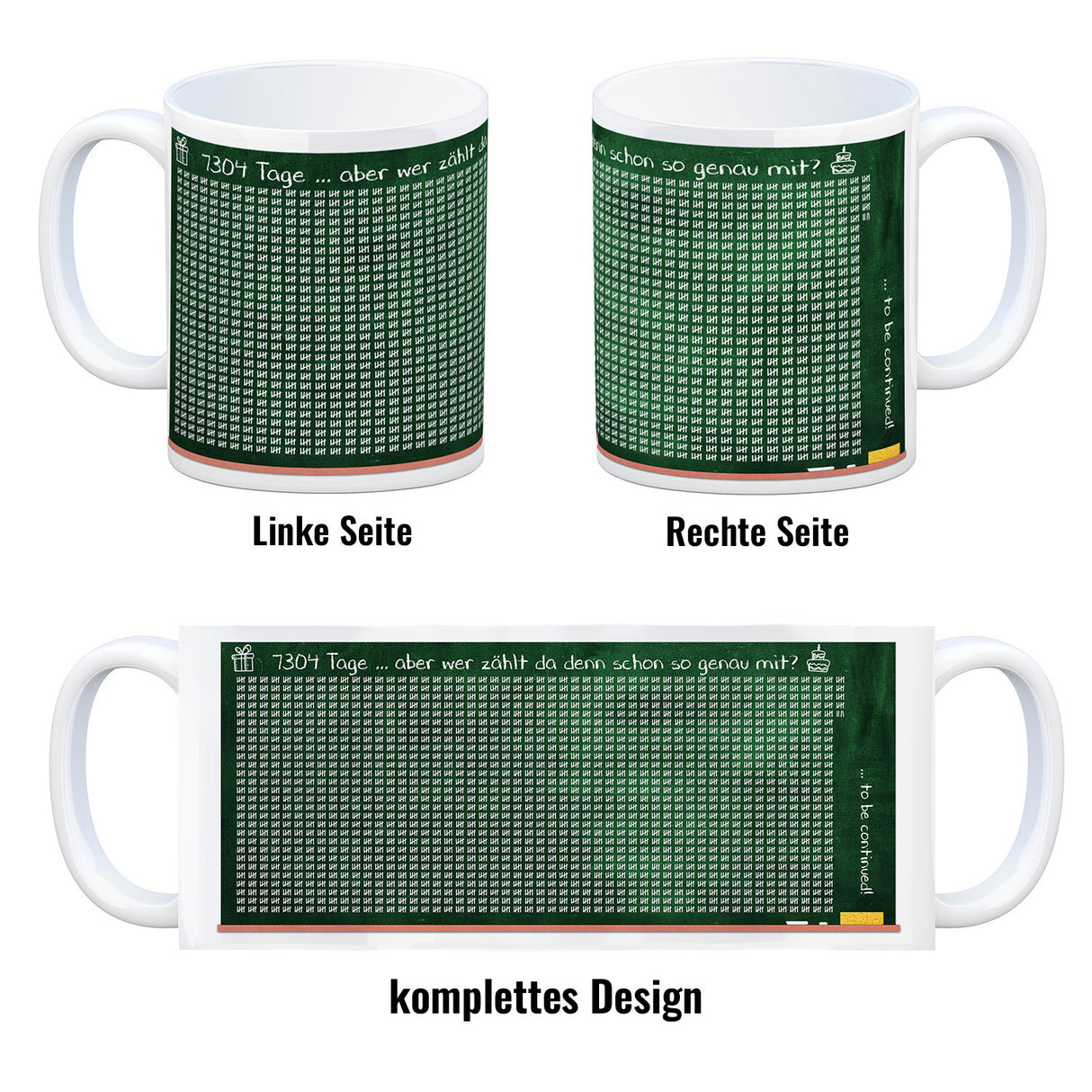 Tafel des Lebens - Tasse zum 20. Geburtstag - 7304 Tage gelebt