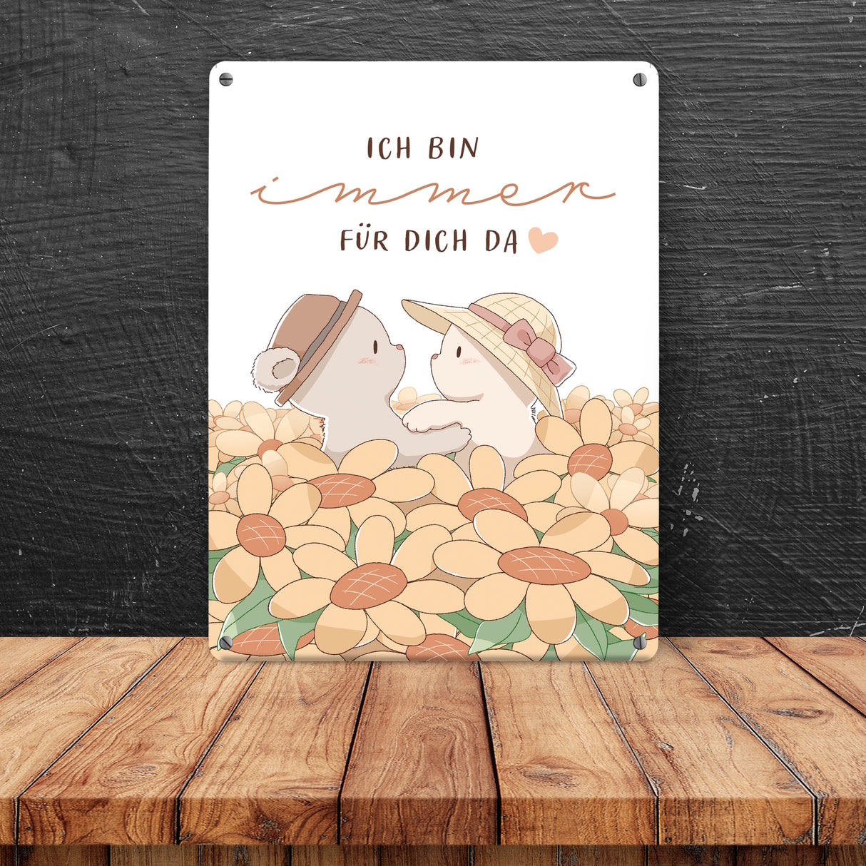 Bären Metallschild in 15x20 cm mit Spruch Ich bin immer für dich da