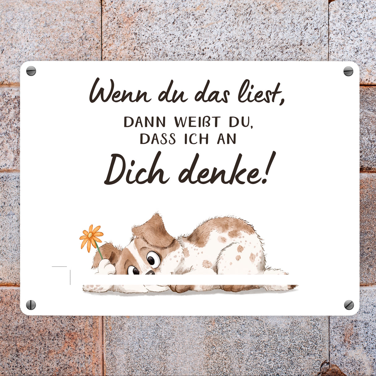 Hund Metallschild in 15x20 cm mit Spruch Ich denke an dich