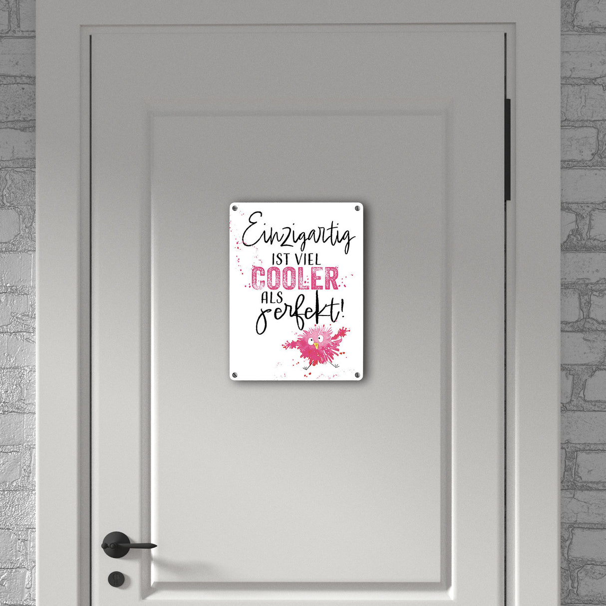 Spatz Metallschild in 15x20 cm mit Spruch Einzigartig ist viel cooler als perfekt