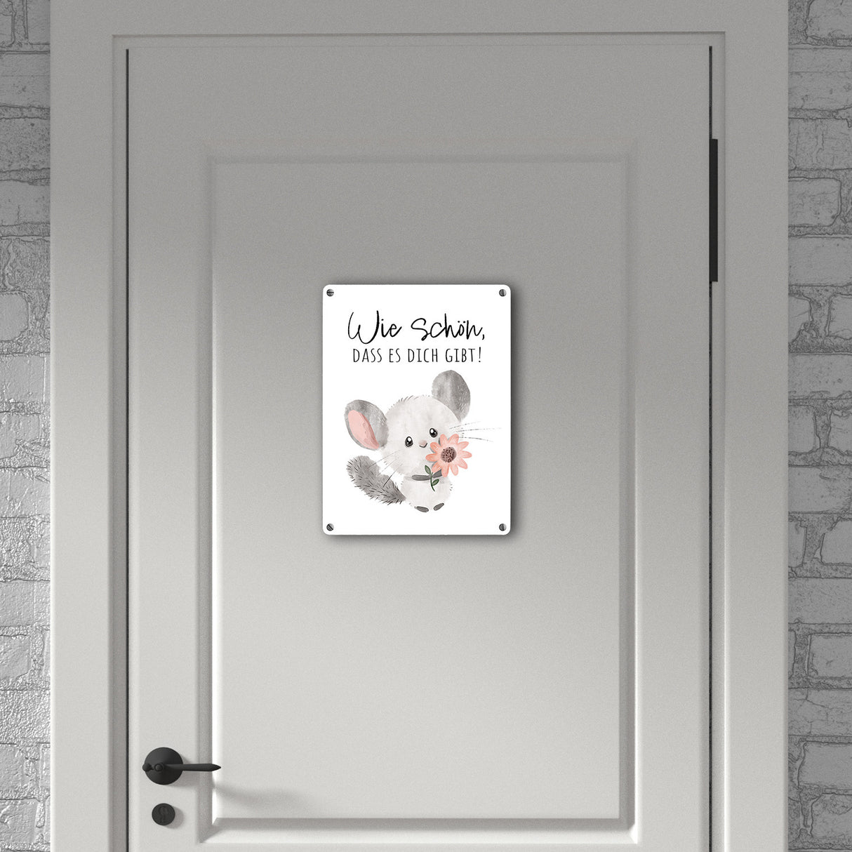 Chinchilla Metallschild in 15x20 cm mit Spruch Wie schön dass es dich gibt