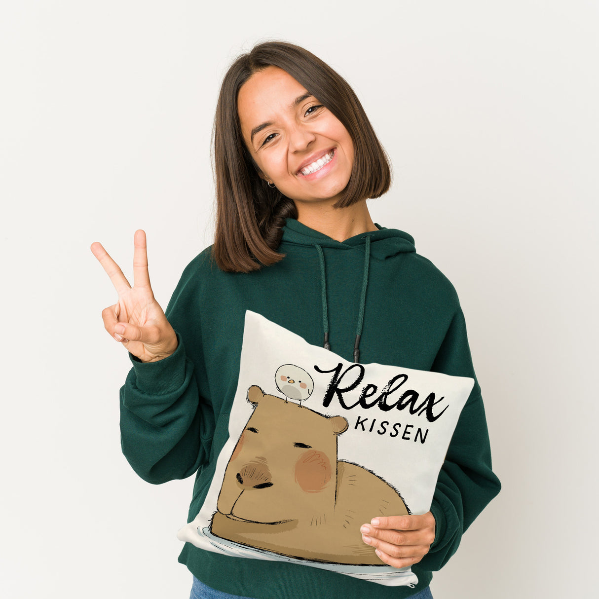 Capybara Kissen mit Spruch Relax Kissen
