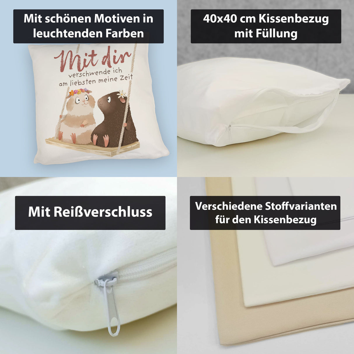 Meerschweinchen Kissen mit Spruch Zeitverschwendung mit dir am schönsten