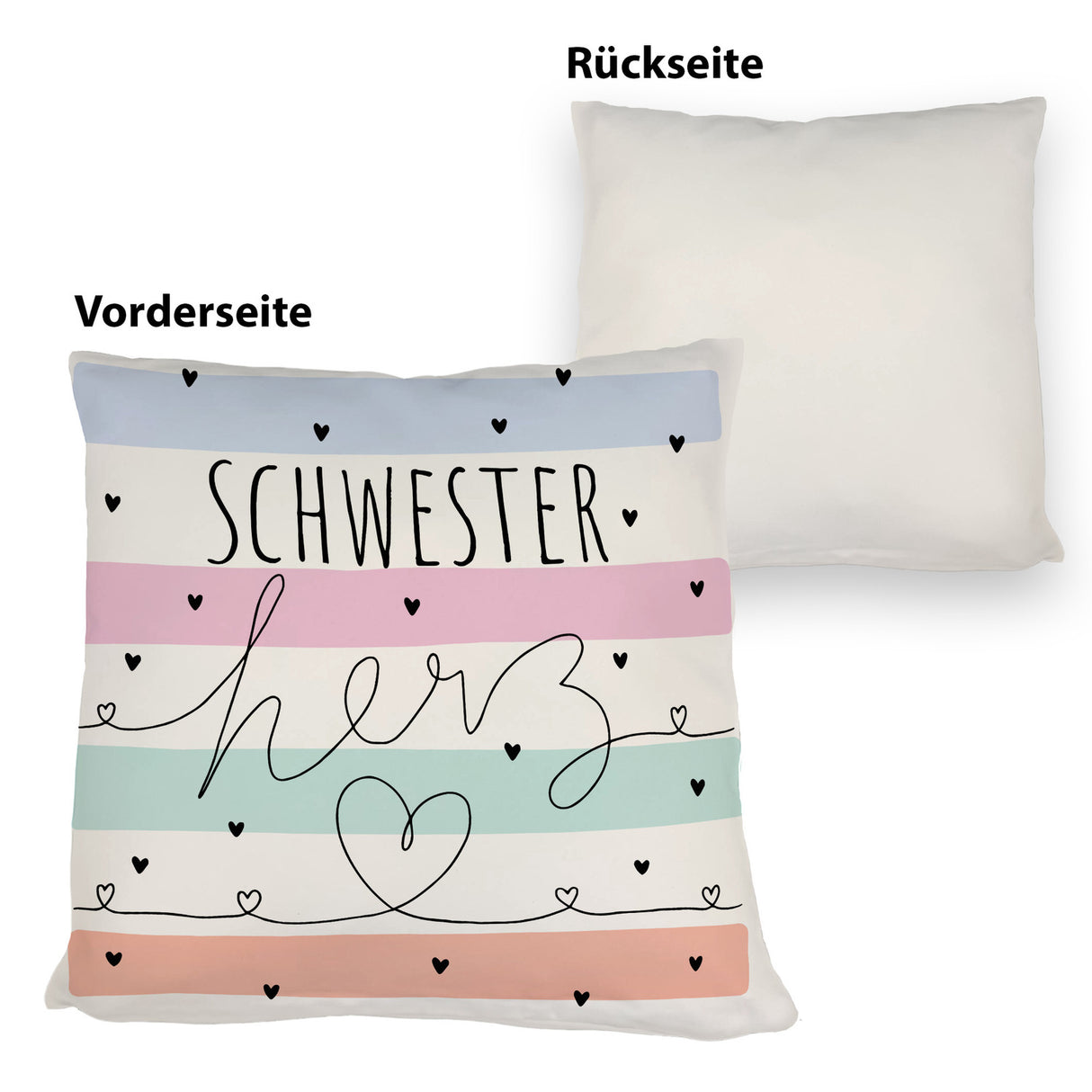 Herzen Kissen mit Spruch Schwesterherz