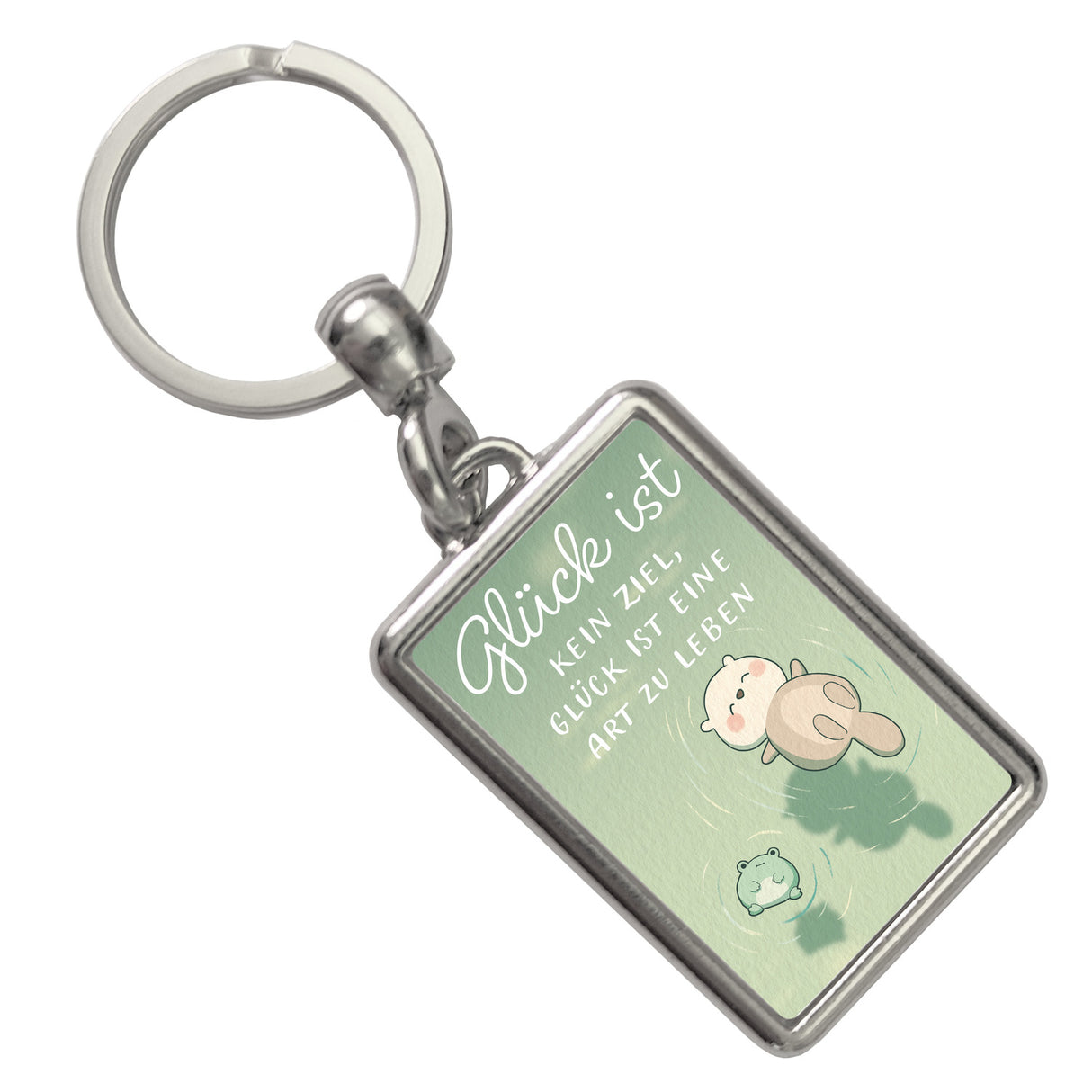 Otter und Frosch Schlüsselanhänger mit Spruch Glück ist Lebensweise kein Ziel