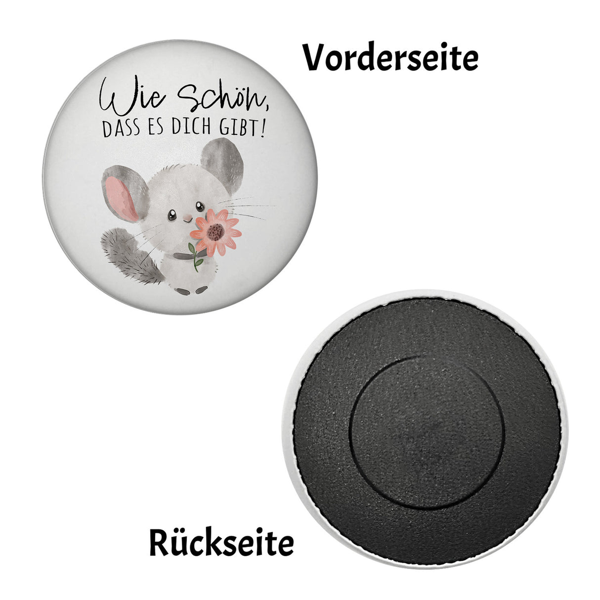 Chinchilla Magnet rund rund mit Spruch Wie schön dass es dich gibt