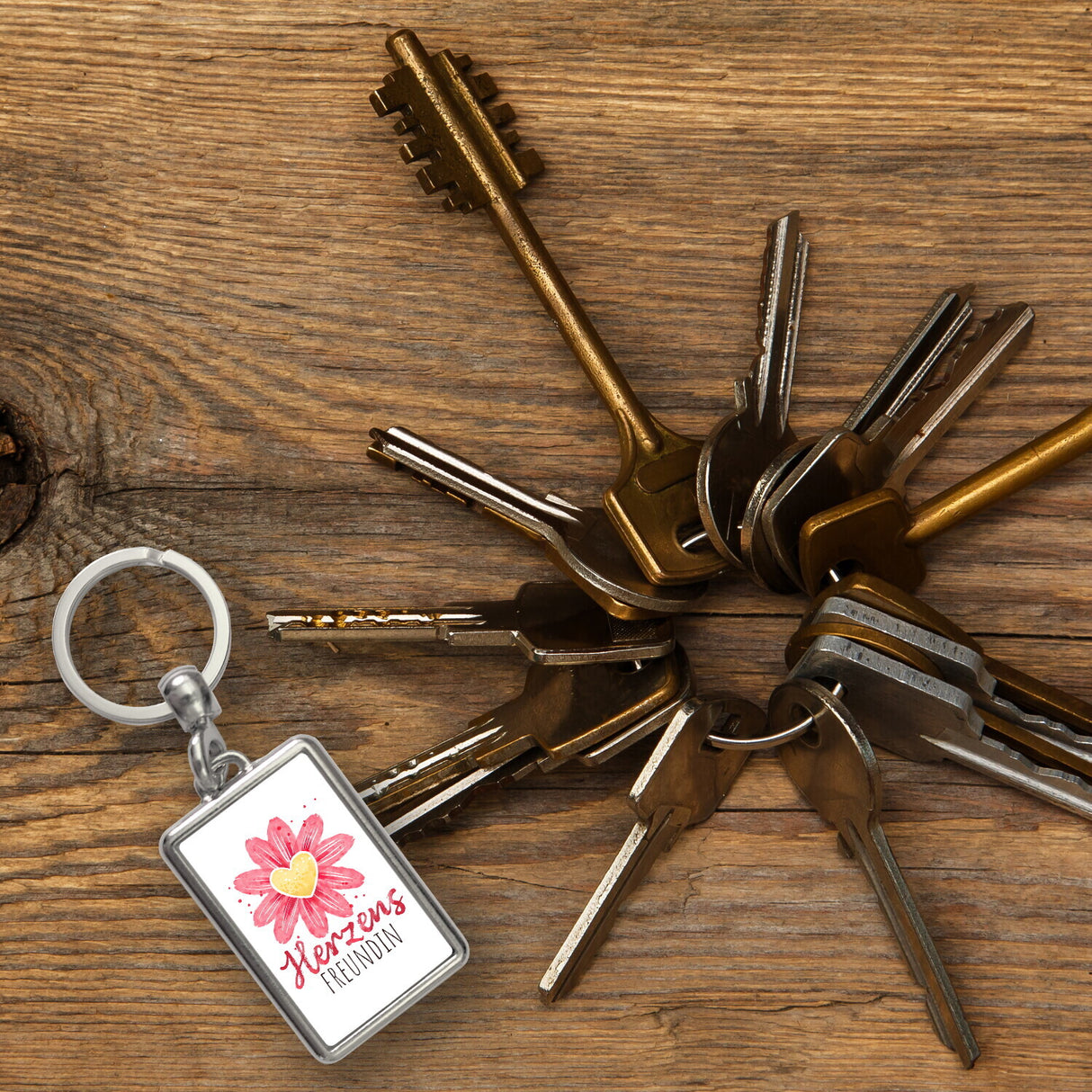 Blume Schlüsselanhänger mit Spruch Herzensfreundin