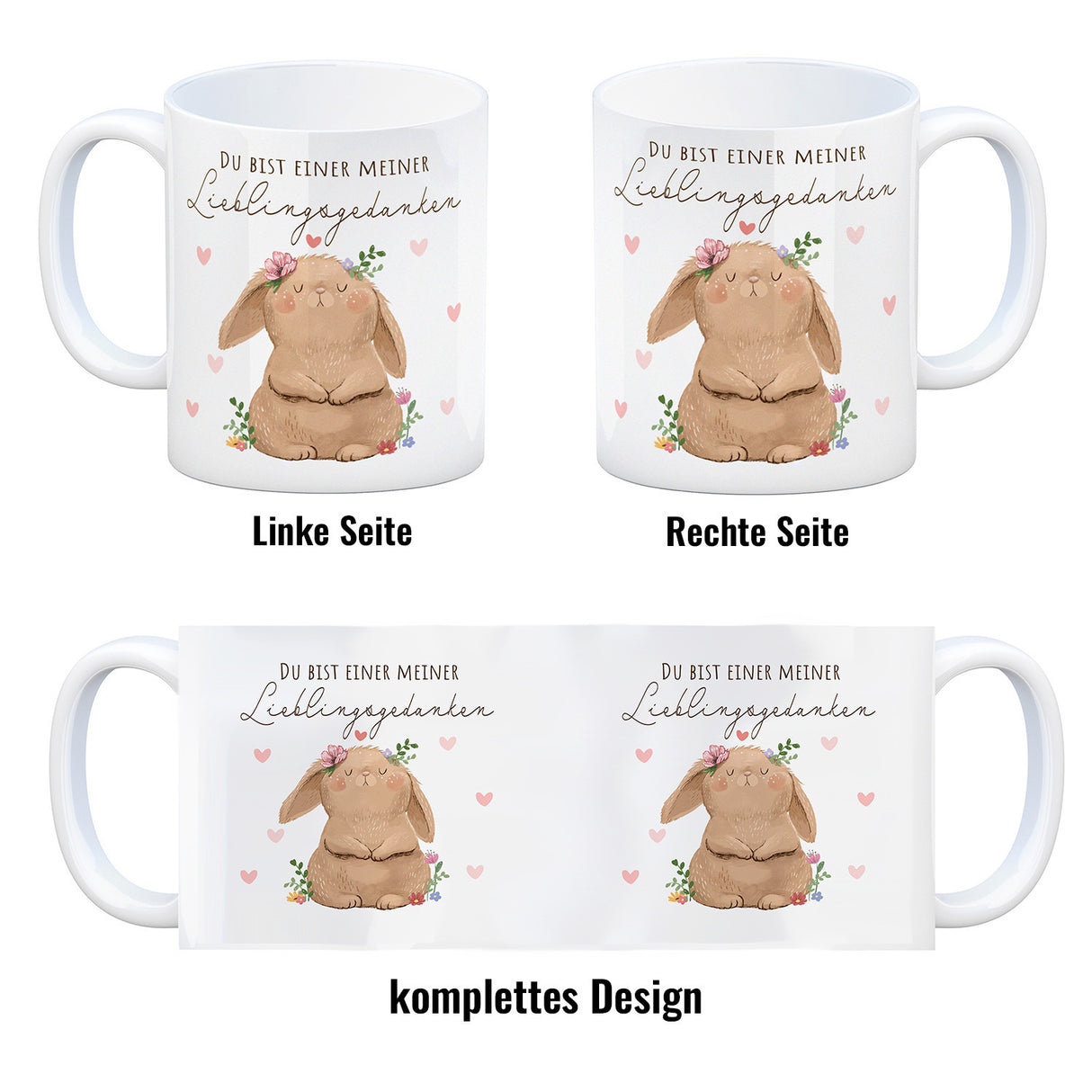 Hase Kaffeebecher mit Spruch Du bist einer meiner Lieblingsgedanken