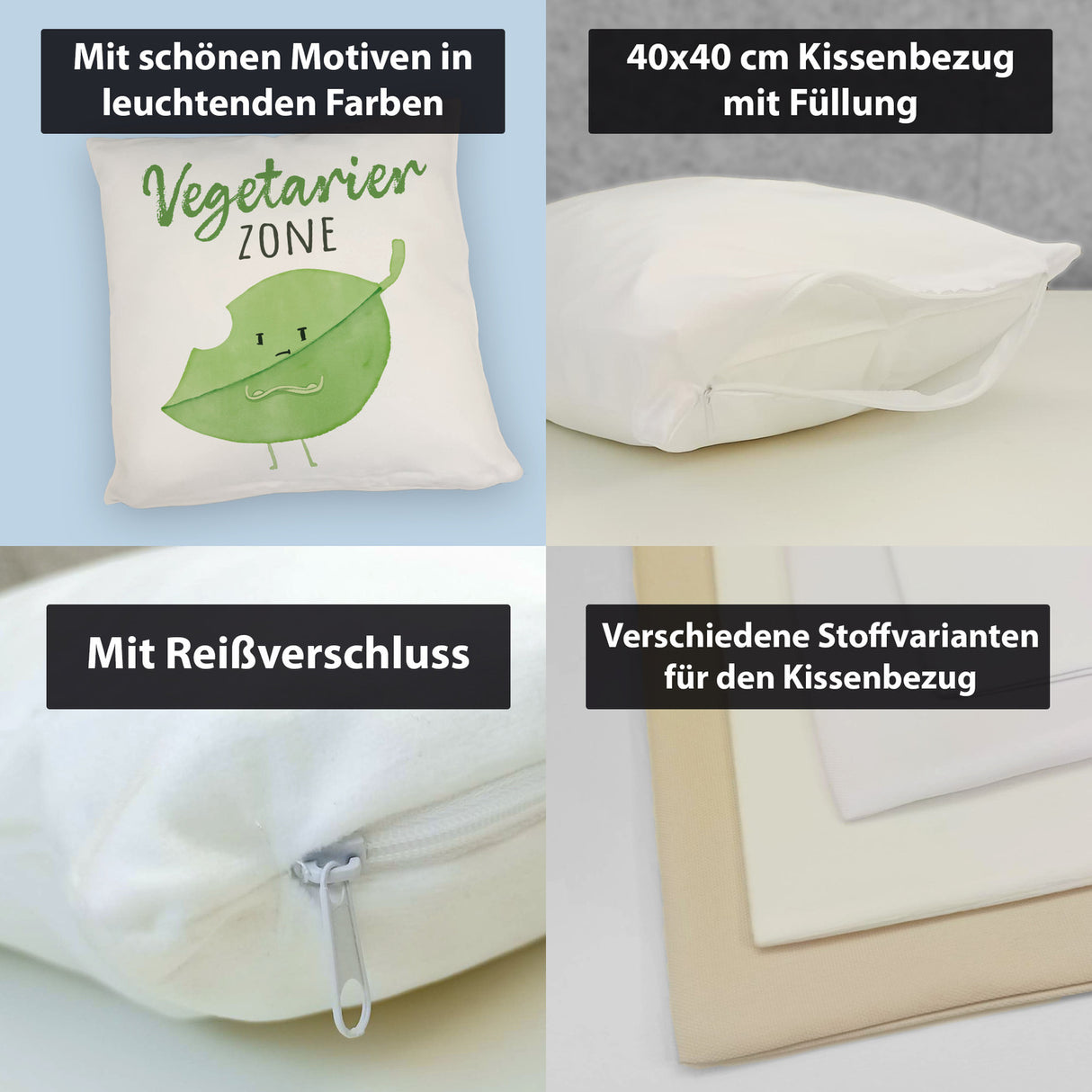 Blatt Kissen mit Spruch Vegetarier Zone
