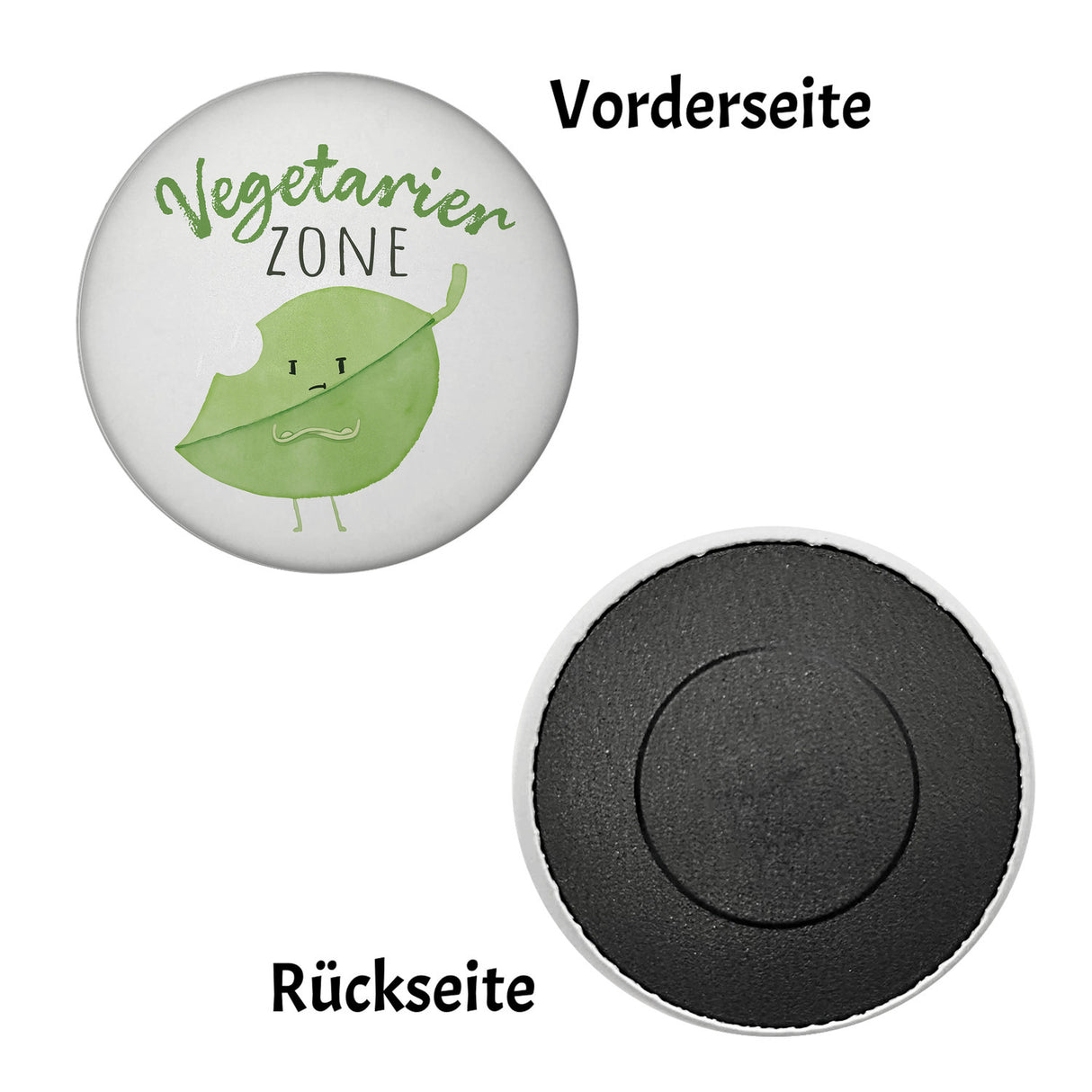 Blatt Magnet rund rund mit Spruch Vegetarier Zone